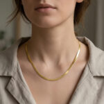 925 Sterling Silver Elegant Gold Herringbone Chain Necklace