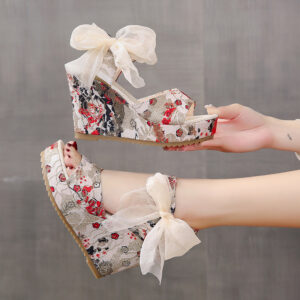 Women's Fashion Plus-Size Printed Lace Sandals
