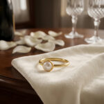 925 Sterling Silver Elegant Pearl Solitaire Ring with Textured Sunburst Bezel Design