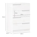 Moderne Kommode, Kleiderschrank, 4 Schubladen, Holz, Kippschutz, Fußpolster, Weiß