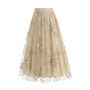 Women's Summer Embroidered Flower Skirt