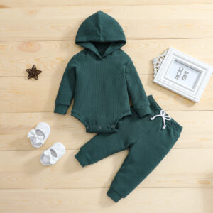 New-style Solid-color Hooded Romper Set For Children