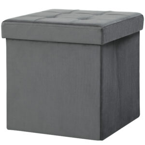 Klappbarer Sitzhocker Mit Stauraum, Aufbewahrungsbox, Schaumstoff, MDF, Grau