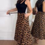 European And American Leopard-Print Wrap Skirt With Cross-Tie Straps