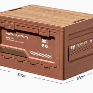 Outdoor Camping Storage Box With Side-opening Door And Wooden Lid