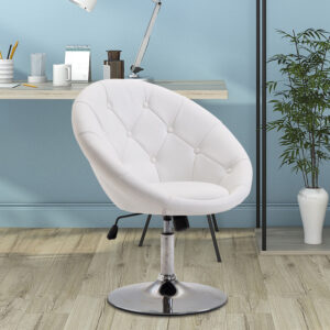Sessel Wohnzimmer Loungesessel Relaxsessel Mit Stahlbasis Lesesessel Aus Kunstleder, Polstersessel Für Schlafzimmer Weiß