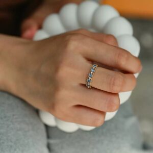 Niche Sea Blue Crystal Lace Hollow Out Ring