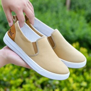 Mens Dad Casual Canvas Sneakers Comfortable Slip-on Design