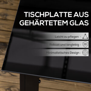 Gartentisch Für 6 Personen, Wetterbeständig, Gehärtetes Glas, Terrassentisch, 150 Cm X 90 Cm X 74 Cm, Schwarz