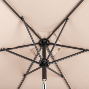 7.5FT Round Outdoor Patio Umbrella With Tilt Adjustment, Crank Lift System, 6 Iron Ribs & Iron Pole, Waterproof UV Protected Polyester Canopy, Khaki