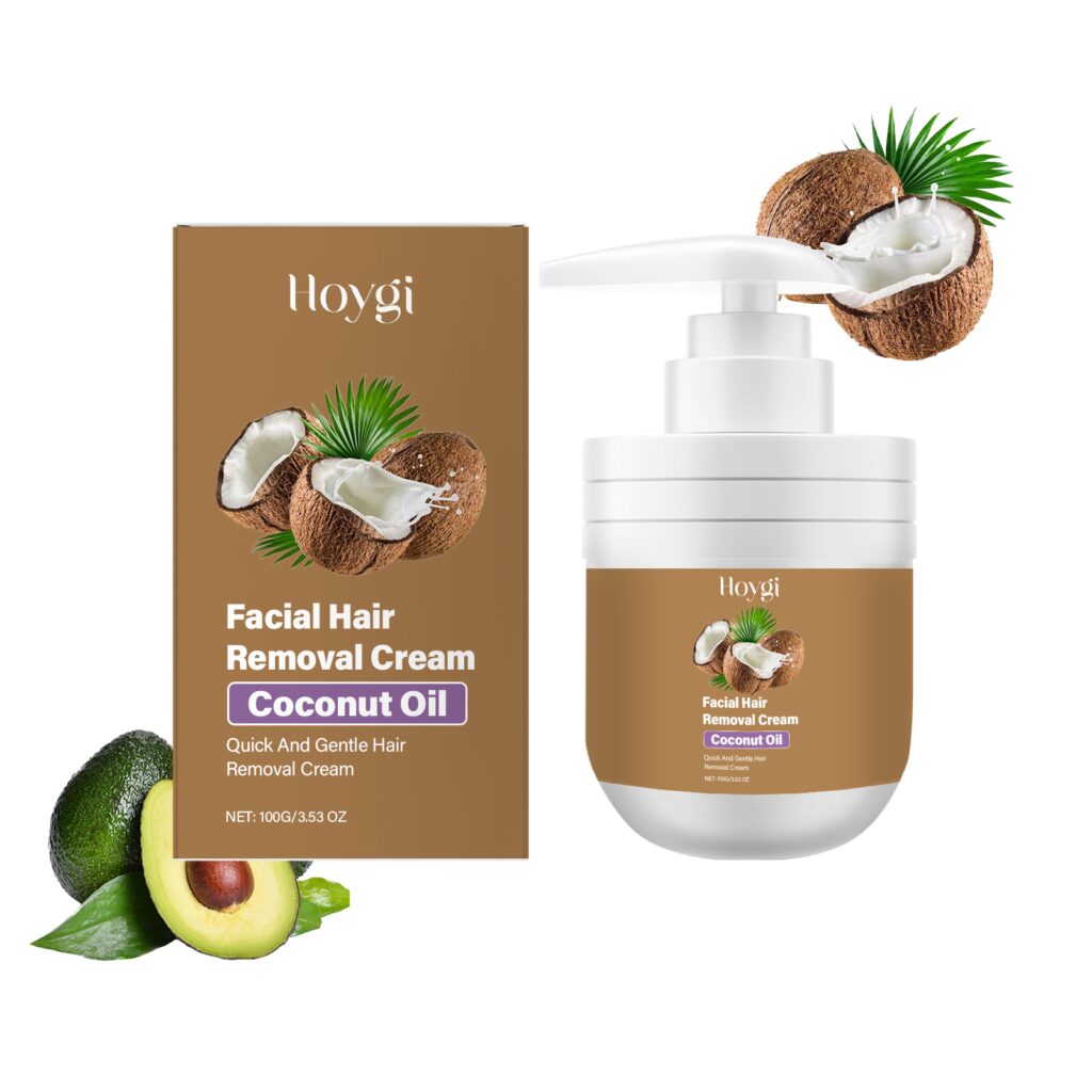 Hoygi Coconut Facial Gentle Hair Removal Cream, Facial Hair Removal For Men And Women, Gentle On Lip Hair And Beard, Non-irritating