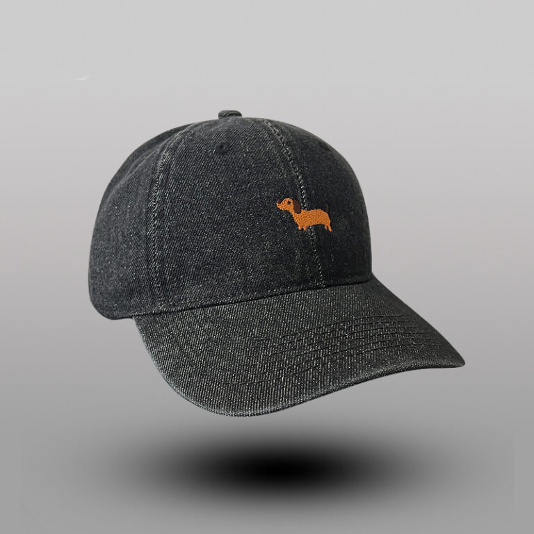 Cute Embroidered Puppy Washed Denim Baseball Cap