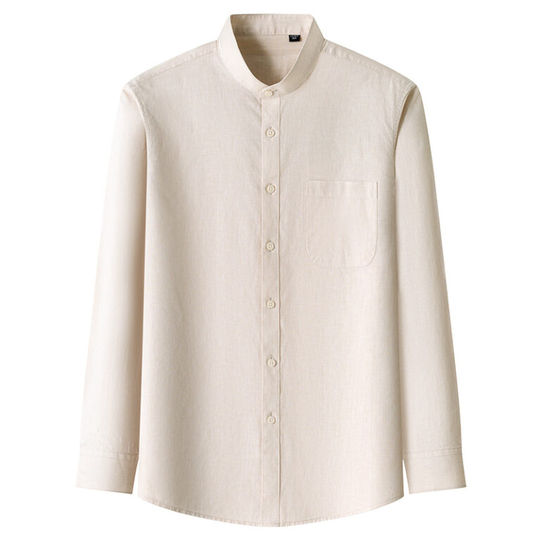 Men’s Light-Duty Washed Business-Casual Solid-Color Shirt