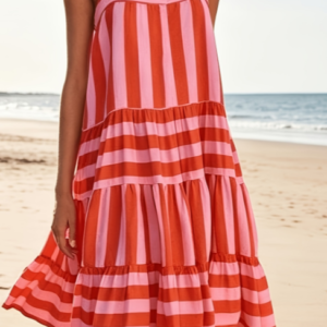 Spaghetti Strap Tiered Resort Gown