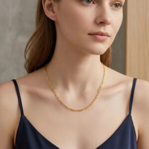 925 Sterling Silver Elegant 18K Gold-Plated Sterling Paperclip Chain Necklace – Handcrafted in Italy
