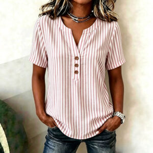 Simple And Chic Striped Short-sleeve Fashion Shirt