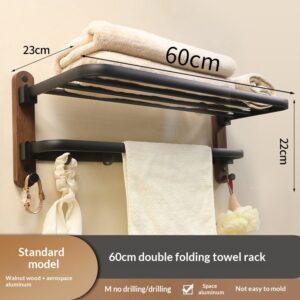 Household Walnut Double-Fold Towel Rack