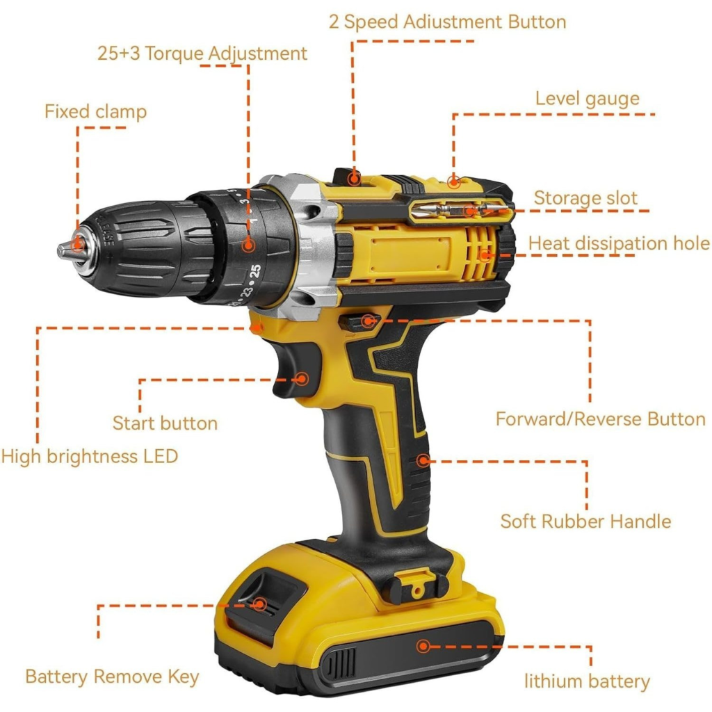 21V Cordless Drill Driver & Screwdriver Set, Brushless Motor