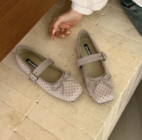 Polka Dot Girly Ballet Flats, New Spring Autumn Mary Jane Shoes, Bow Casual Shallow Mouth Flats