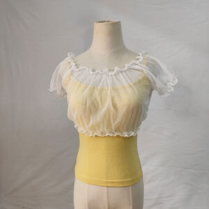 Women's Sheer Sweet Puff-sleeve Off-shoulder Base Top
