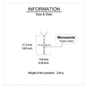 925 Sterling Silver Elegant Silver Cross Necklace With Sparkling Moissanite Accents – Timeless Christian Faith Symbol