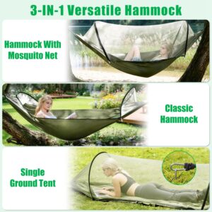 1Pc Camping Hammock With Mosquito Net Portable Hammock Tent With Built In Mosquito Net Dual Way Zippers 440lbs Capacity Attached Storage Pocket For Outdoor Travel Camping Hiking Backpacking