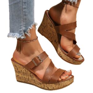 Cross-border Foreign Trade Plus-size Open-toe Wedge Sandals For Women