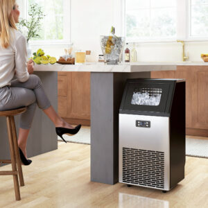 Kommerzielle Eiswürfelmaschine 45 Kg/24H Eismaschine Mit 11 Kg Speicher, LCD-Anzeige Für Restaurant