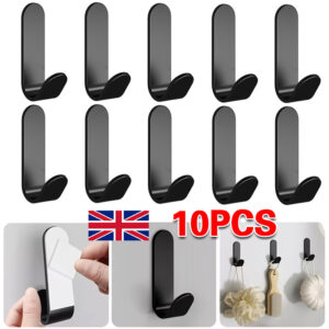 10PCS Self Adhesive Hooks Stick On Wall Door Hooks Stainless Steel Coats Hook