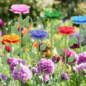 6Pack Metal Bee Watering Stations, Anti-Drowning Bee Butterfly Feeders Pollinator Stakes With Artificial Flowers For Outdoor Garden Courtyard Decor