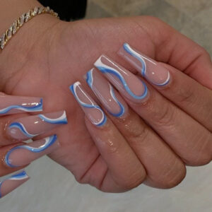 Blue And White Detachable Nail Tips