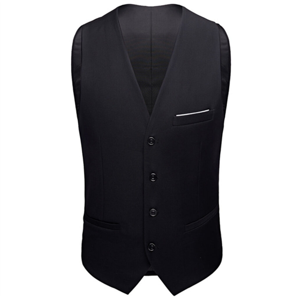 Men's Business Suit Vest - Solid Color Slim Fit Sleeveless Waistcoat for Formal Wear and Suit Matching