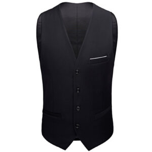 Men’s Business Suit Vest – Solid Color Slim Fit Sleeveless Waistcoat for Formal Wear and Suit Matching