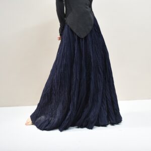 Ruffled Forest Girl Style Traditional Chinese Inspired Cotton Linen A Line Maxi Skirt