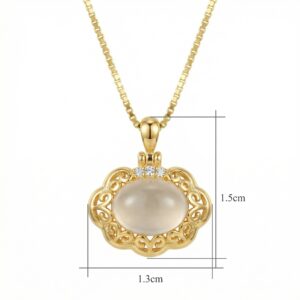925 Sterling Silver Elegant Oval Moonstone Filigree Pendant Necklace with Sparkling Accents
