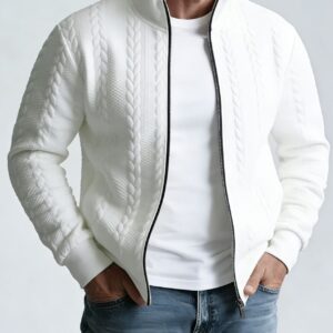 Mens Jacquard Fashionable Stand-Neck Jacket