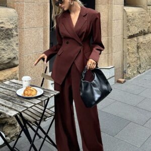 Women’s Suit Wid -leg Pants Two-piece Set