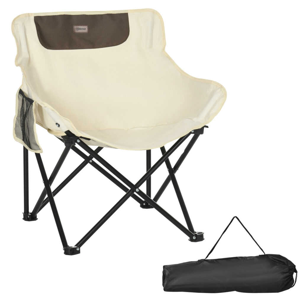 Campingstuhl, Faltbar, Stahlrahmen, Stoffsitz, Tragetasche, Weiß