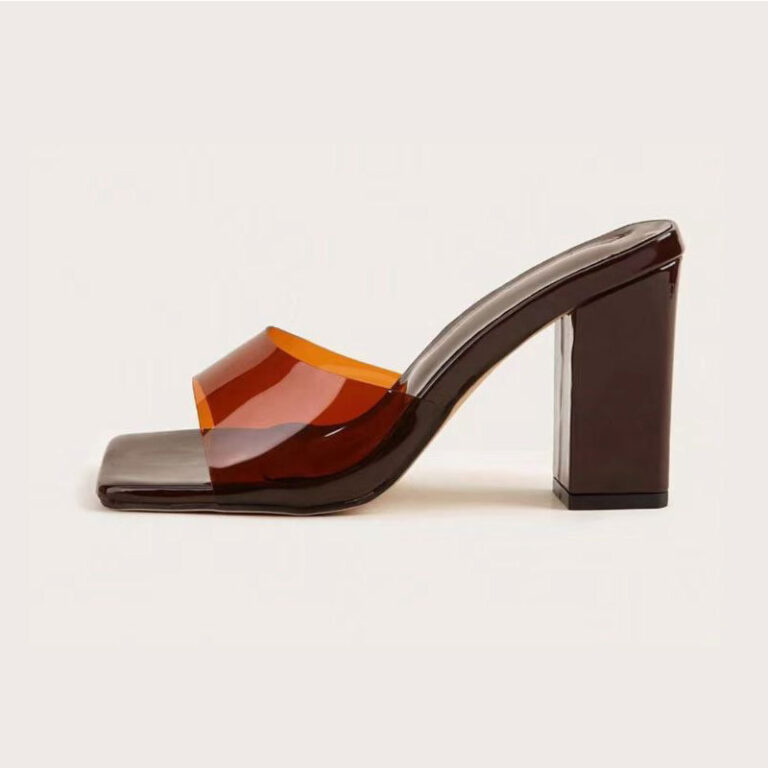 Womens Stylish Block-heel Square-toe High-heel Sandals