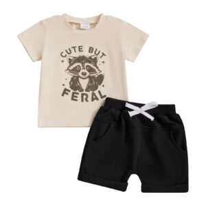 Round-neck Panda-print Set For Boys And Girls