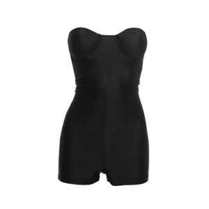 Tube Top Backless Bodycon Jumpsuit With Shorts