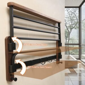 Household Walnut Double-Fold Towel Rack