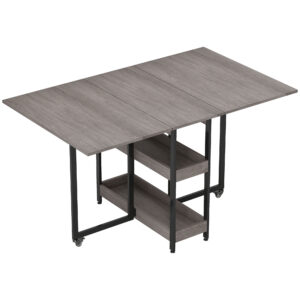 Klappbarer Esstisch Im Industriedesign, Für Bis Zu 4 Personen, Offene Regale, Flexibel, Metall, Spanplatte, Grau