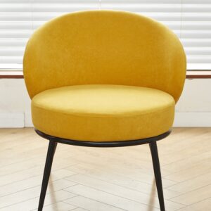 Round Velvet Accent Chair, Mid-Century Modern Upholstered Armchair With Metal Legs, Comfy Barrel Side Chair For Living Room Bedroom