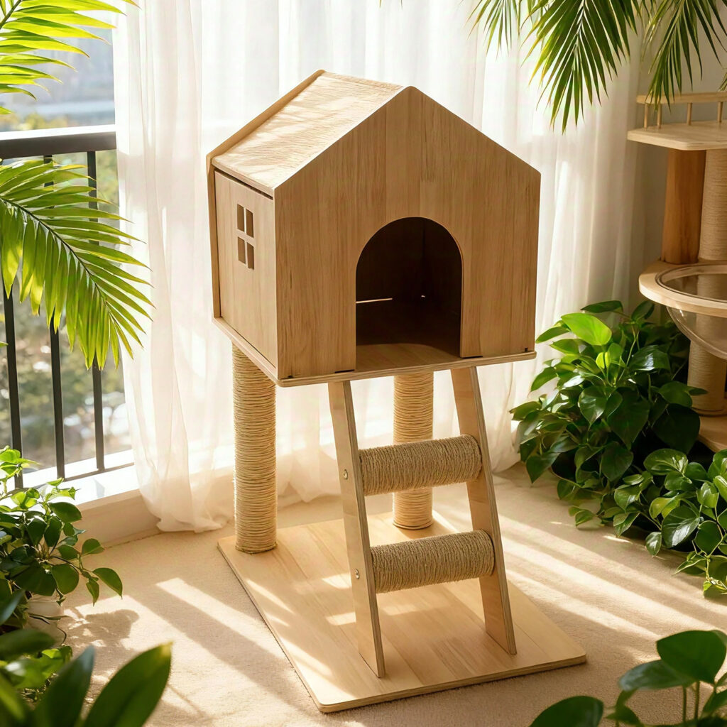 Cat House Cat Tree Treehouse Cat Bed Hideaway For Small Short Legged Senior Cats