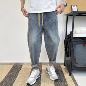 Men's Loose-fit Harem Jeans With Elastic Waist