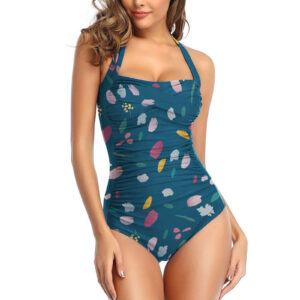 Lace-up Swimwear With A Slenderizing Design Solid-color Womens Swimsuit