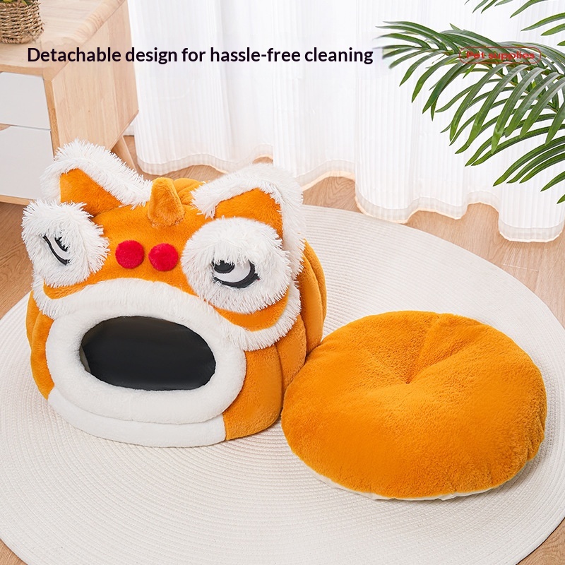 Lion-Dance-Style Cat Bed For FallWinter Warm And Festive For The New Year