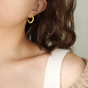 Women's Titanium Steel C-Shaped Dripping Oil Earrings