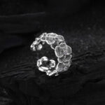 Niche Vintage Design 925 Sterling Silver Gardenia Wideband Ring For Women